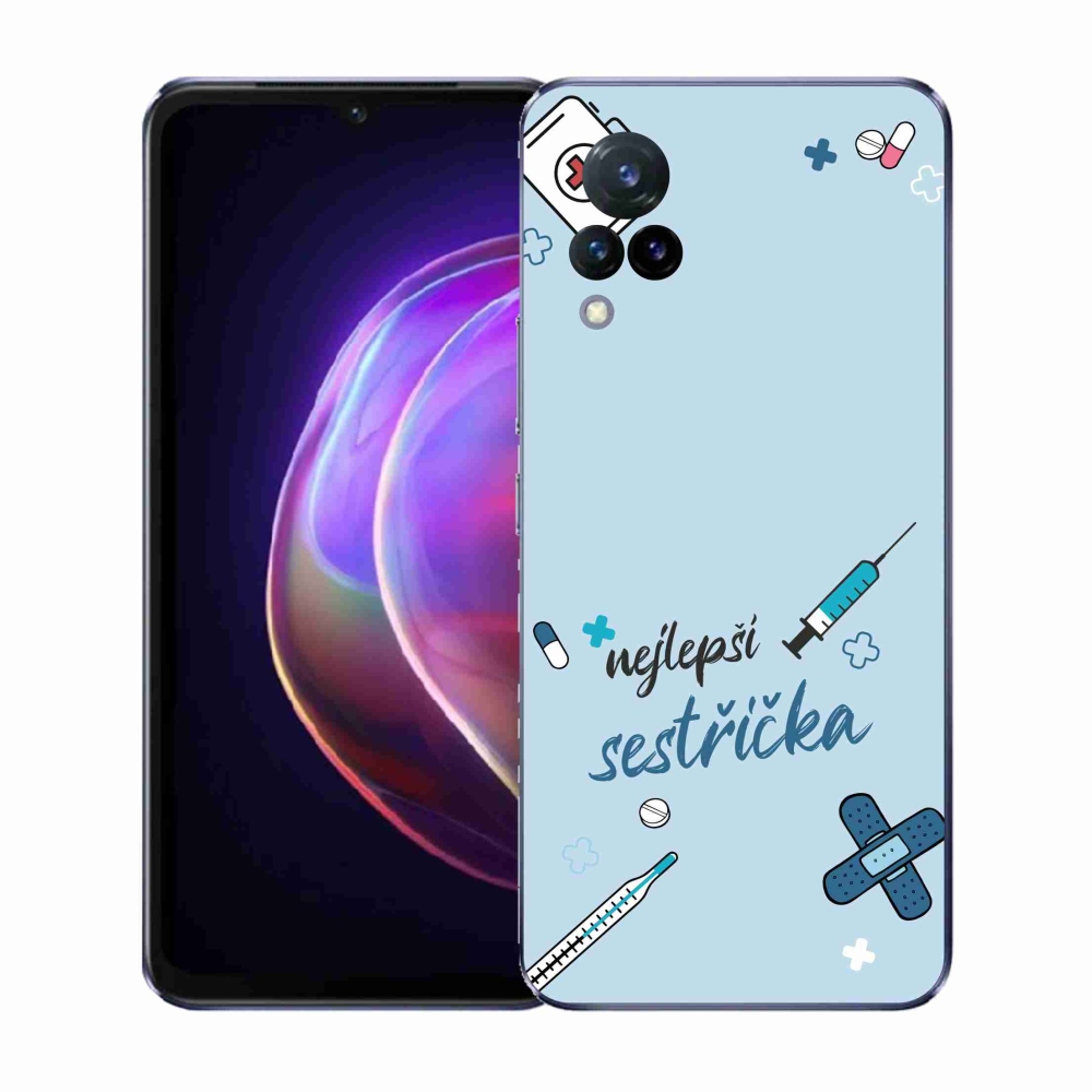 Gél borító mmCase a Vivo V21 4G/5G-n - legjobb kishúg kék háttérrel