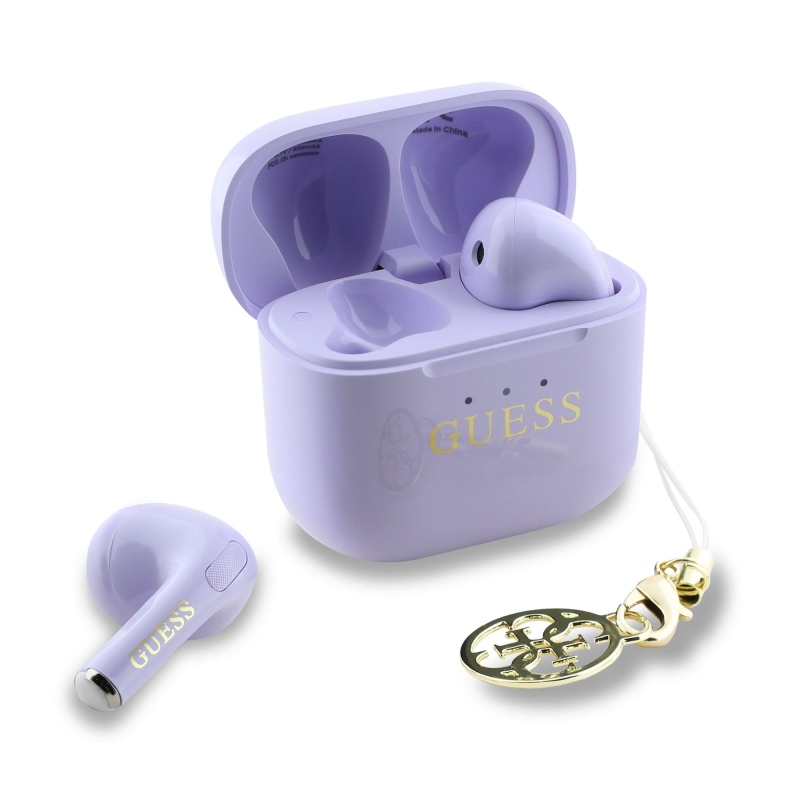 Guess Classic Logo Charm TWS vezeték nélküli fejhallgató lila