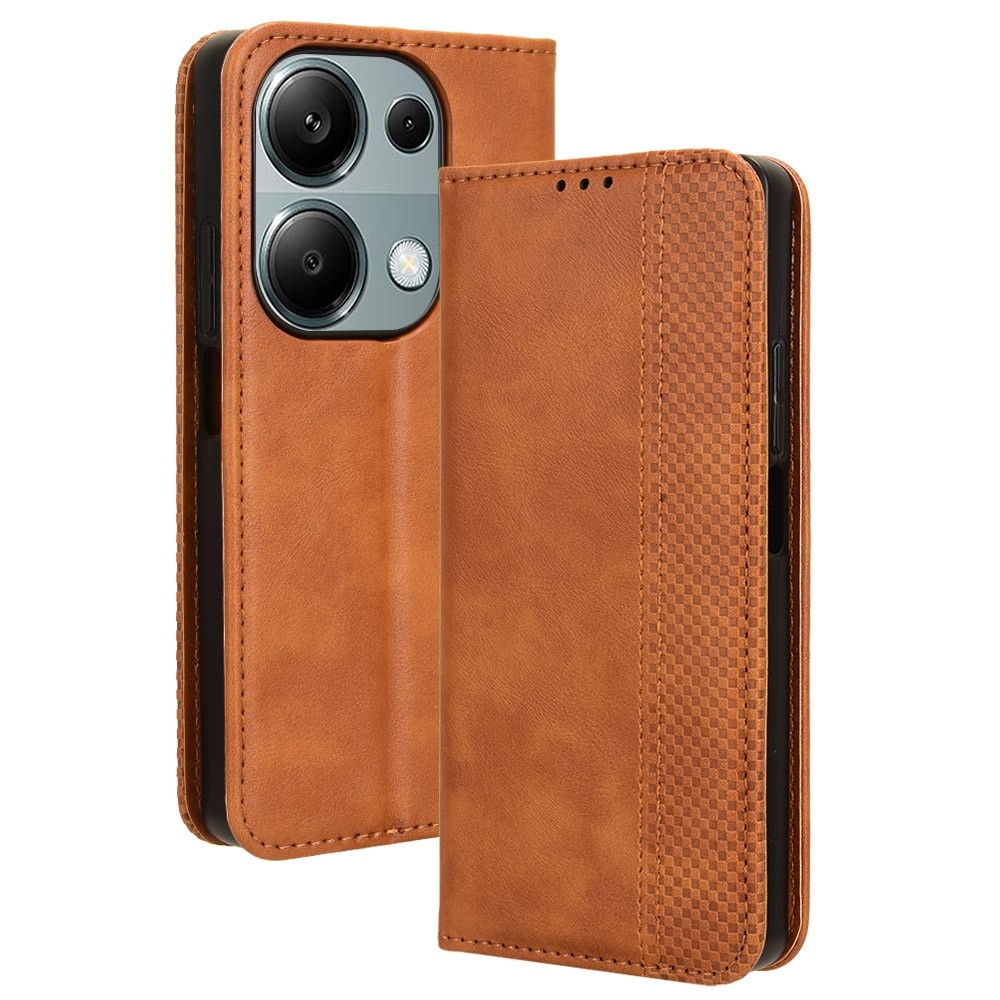 Vintage könyv tok Xiaomi Redmi Note 14S/Note 13 Pro 4G/Poco M6 Pro - barna színben