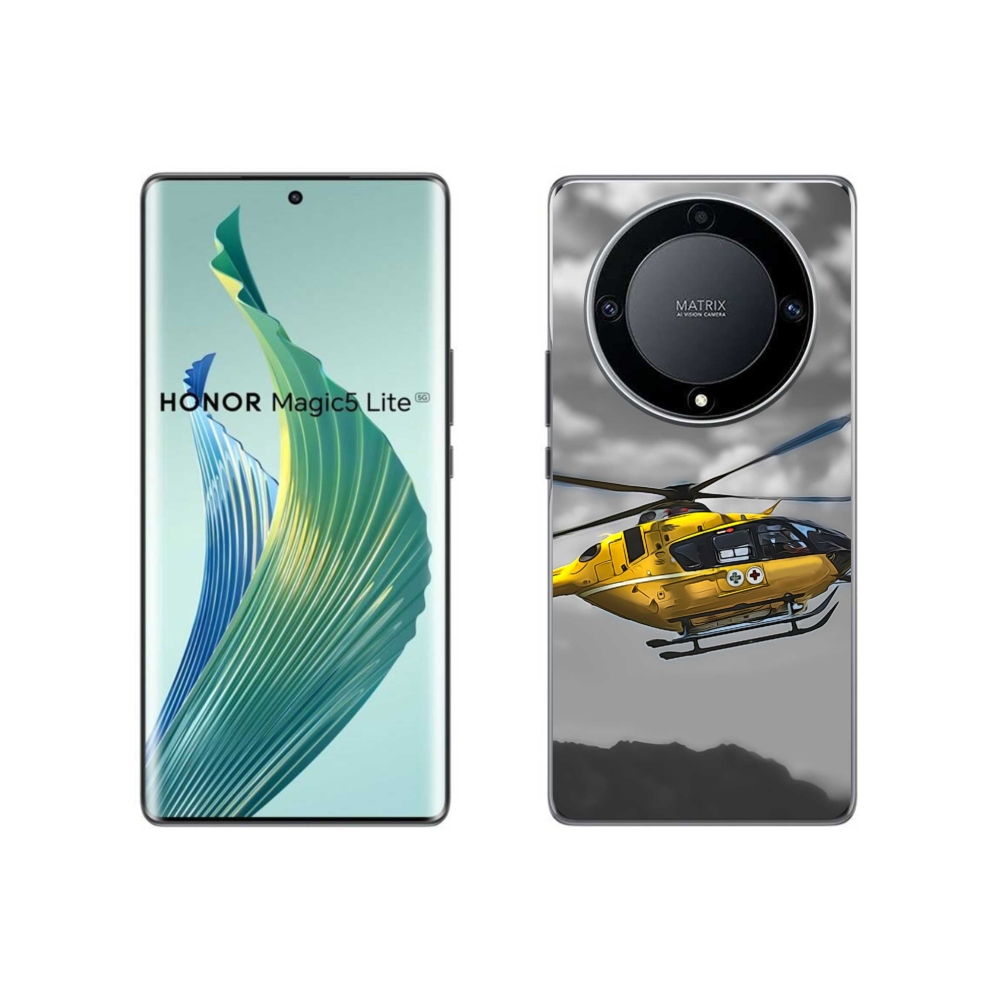 Zselés borítás mmCase Honor Magic 5 Lite 5G - sárga helikopterhez