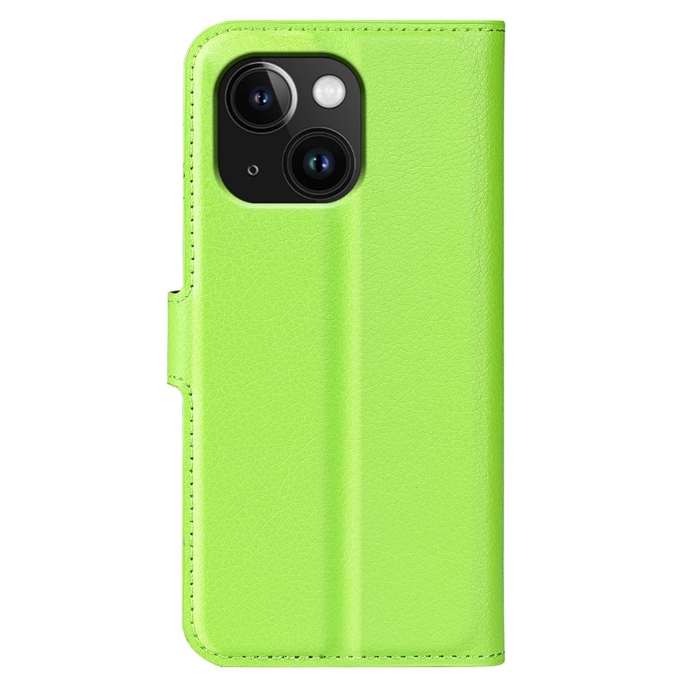 Litchi könyvtáska iPhone 15 Plus készülékhez - zöld