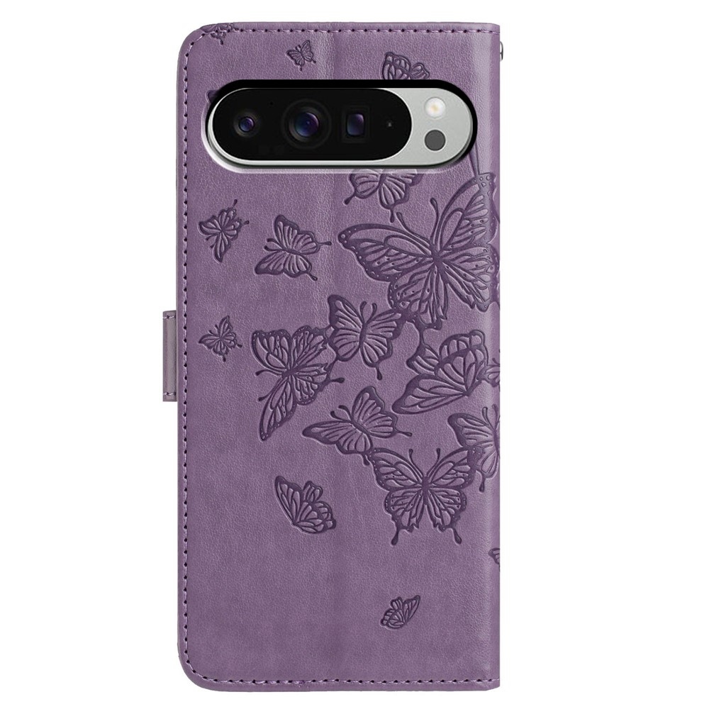 Virágos pillangó könyvtáska Google Pixel 10 Pro XL/Pixel 9 Pro XL - lila