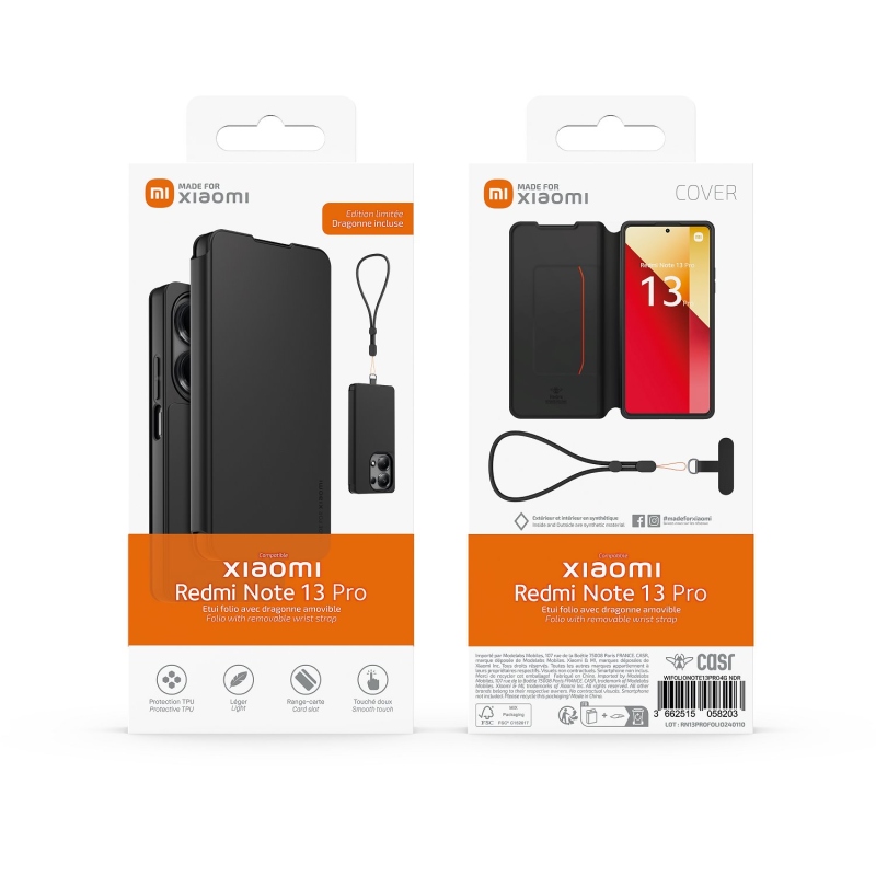 Készült Xiaomi Book tok Poutkemmel a Xiaomi Redmi Note 13 Pro 4G Fekete