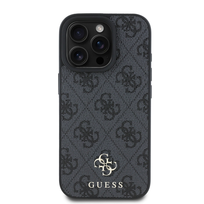 Guess PU 4G kis fém logós MagSafe hátlap iPhone 16 Pro szürke szürkéhez