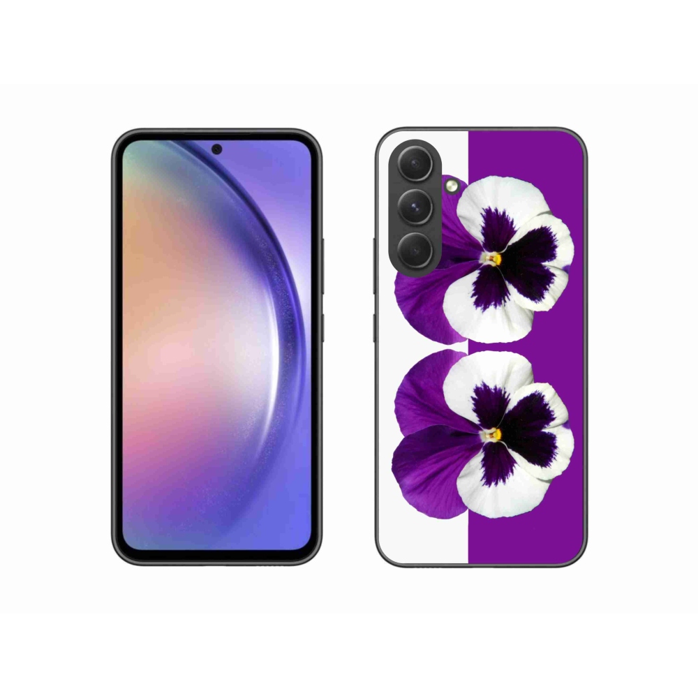 Gél védőhuzat mmCase Samsung Galaxy A54 5G - lila és fehér virág