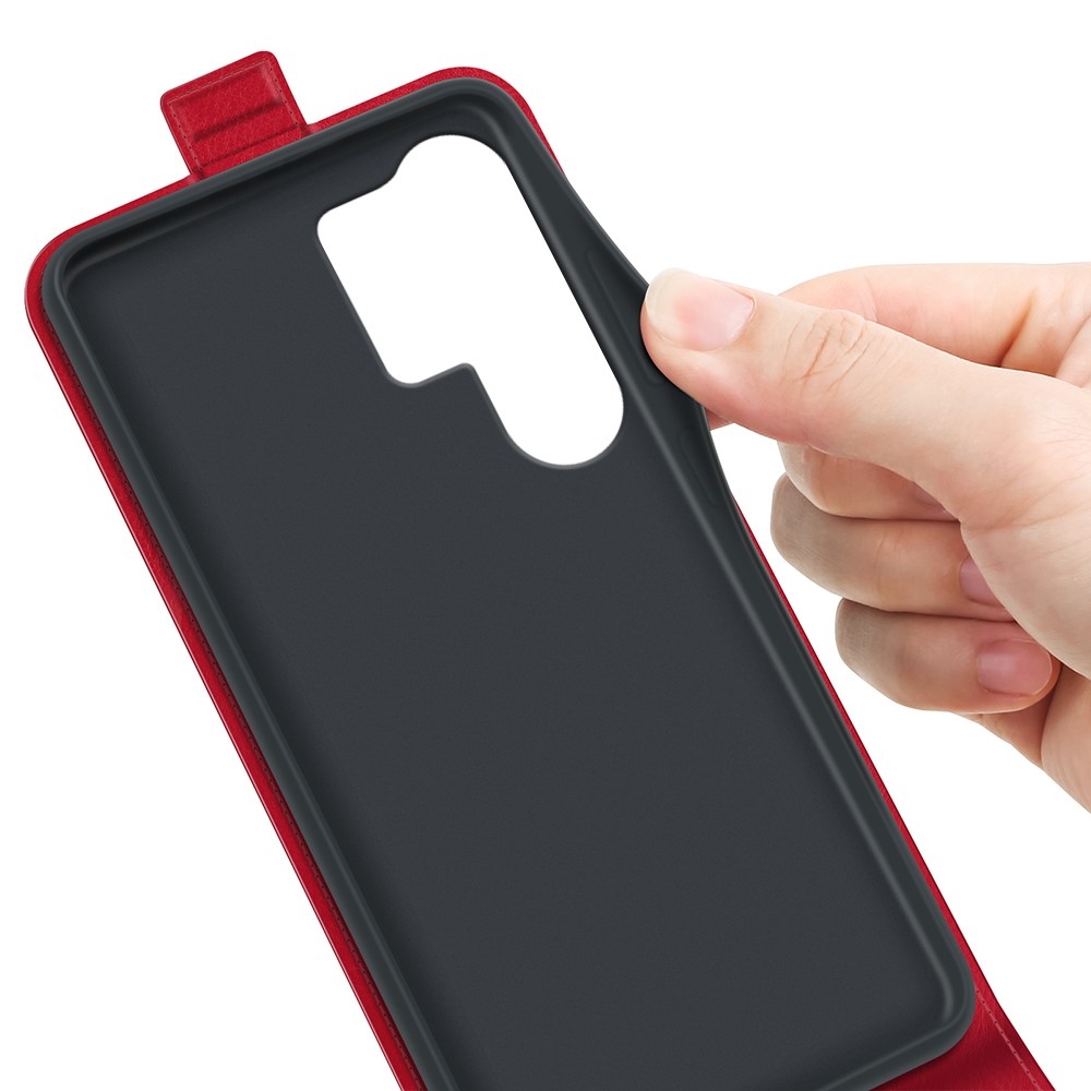 Függőleges könyvtáska Samsung Galaxy S25 Ultra készülékhez - piros