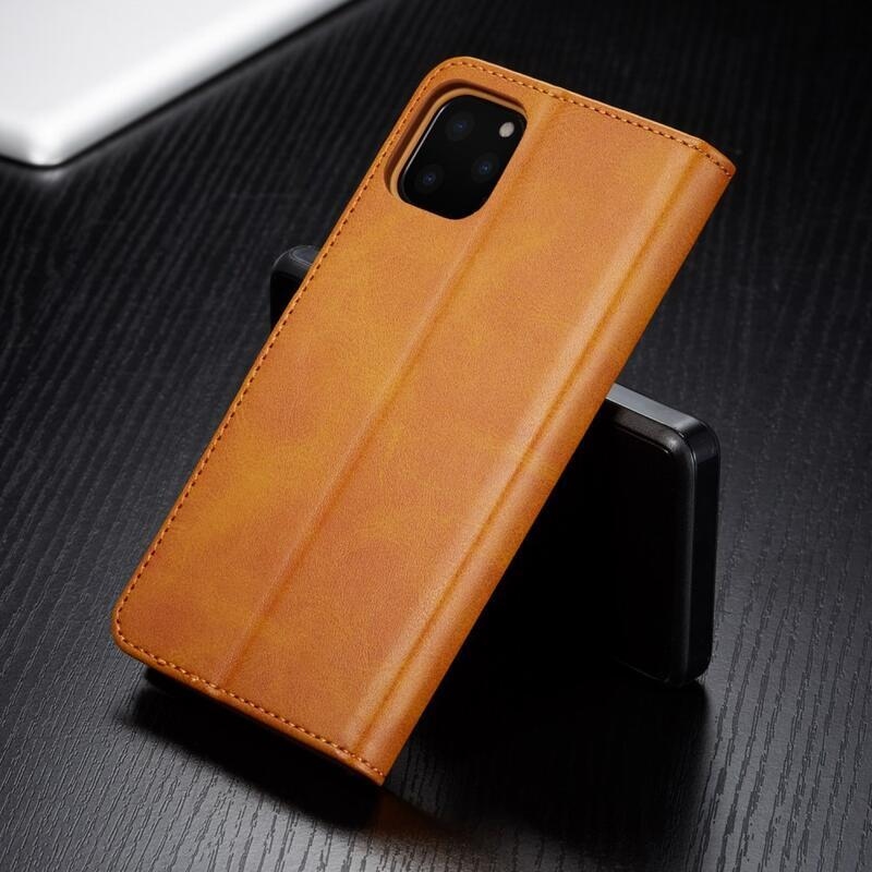 Imeek PU bőr pénztárca tok Apple iPhone 11 Pro Max 6.5 (2019) készülékhez - barna