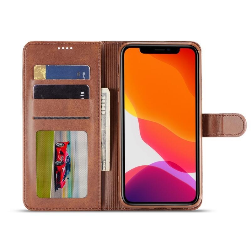 Imeek PU bőr pénztárca tok Apple iPhone 11 Pro Max 6.5 (2019) - kávé