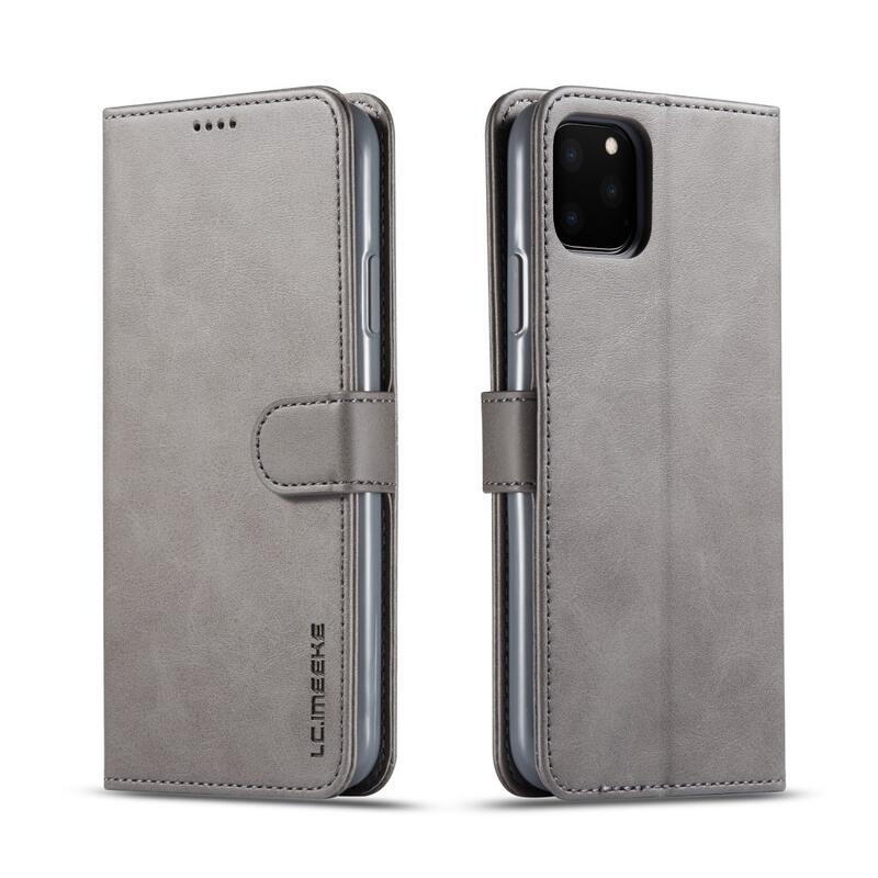 Imeek PU bőr pénztárca tok Apple iPhone 11 Pro Max 6.5 (2019) készülékhez - szürke