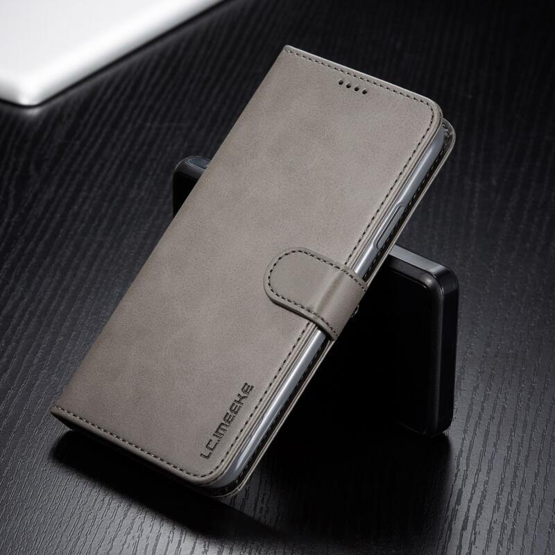 Imeek PU bőr pénztárca tok Apple iPhone 11 Pro Max 6.5 (2019) készülékhez - szürke