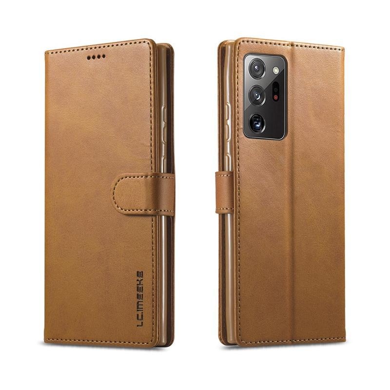 IMEEKE PU bőr pénztárca tok Samsung Galaxy Note 20 Ultra-hoz - barna