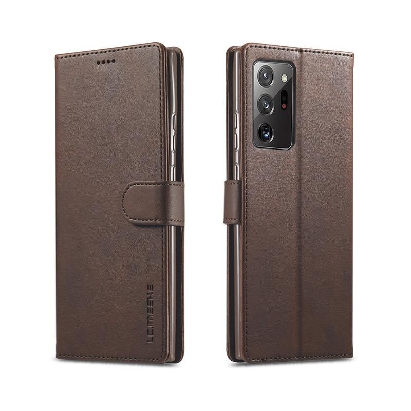 IMEEKE PU bőr pénztárca tok Samsung Galaxy Note 20 Ultra-hoz - kávé