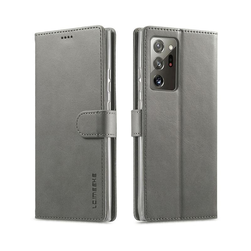 IMEEKE PU bőr pénztárca tok Samsung Galaxy Note 20 Ultra-hoz - szürke