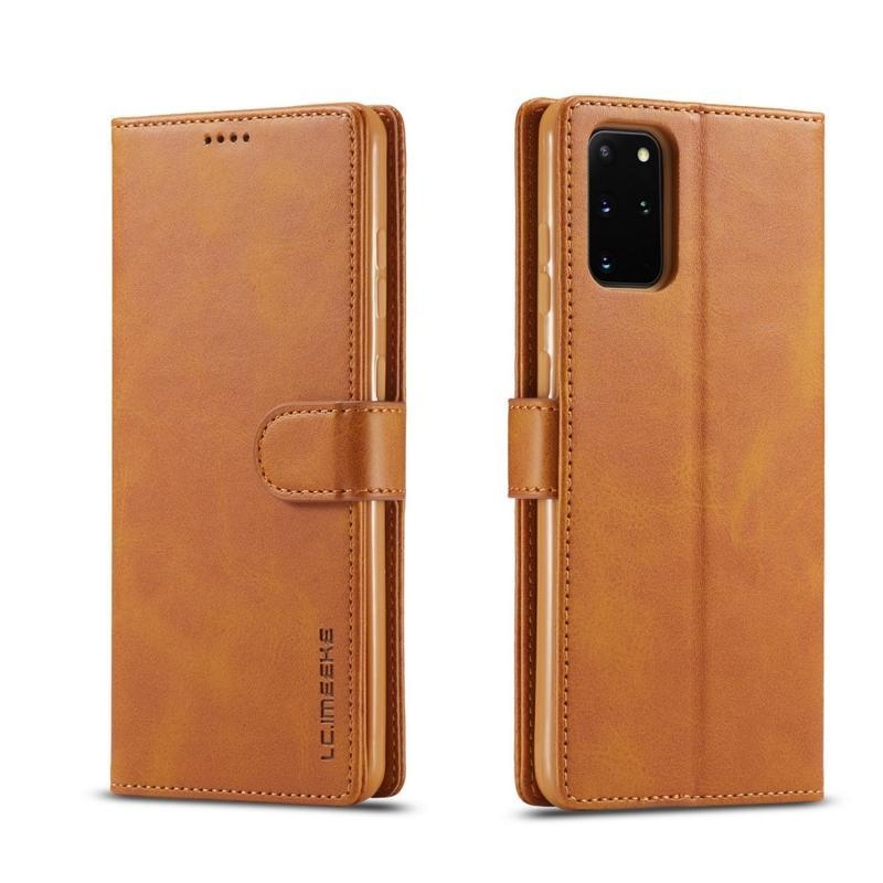 IMEEKE PU bőr pénztárca tok Samsung Galaxy S20 Plus-hoz - barna