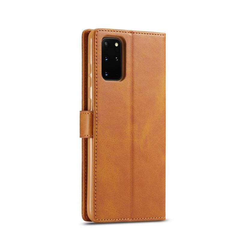 IMEEKE PU bőr pénztárca tok Samsung Galaxy S20 Plus-hoz - barna