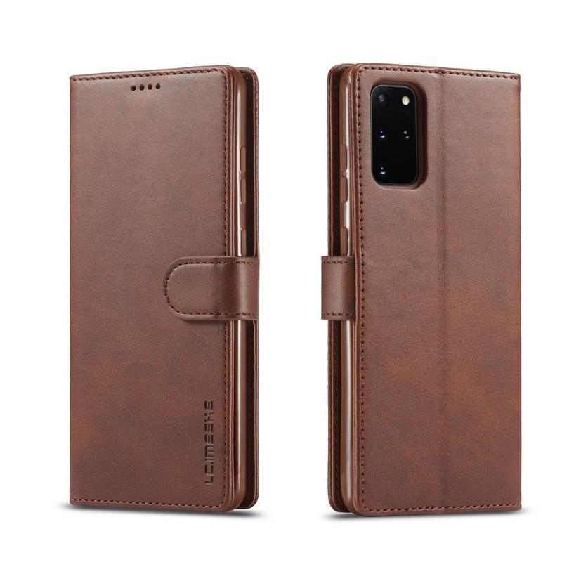 IMEEKE PU bőr pénztárca tok Samsung Galaxy S20 Plus-hoz - kávé
