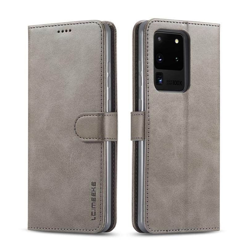 IMEEKE PU bőr pénztárca tok Samsung Galaxy S20 Ultra készülékhez - szürke
