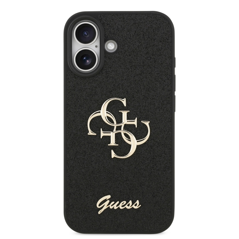 Guess PU Fixed Glitter 4G fém logó hátlap iPhone 17 fekete
