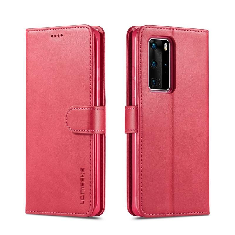 IMK PU bőr pénztárca tok Huawei P40 Pro-hoz - piros