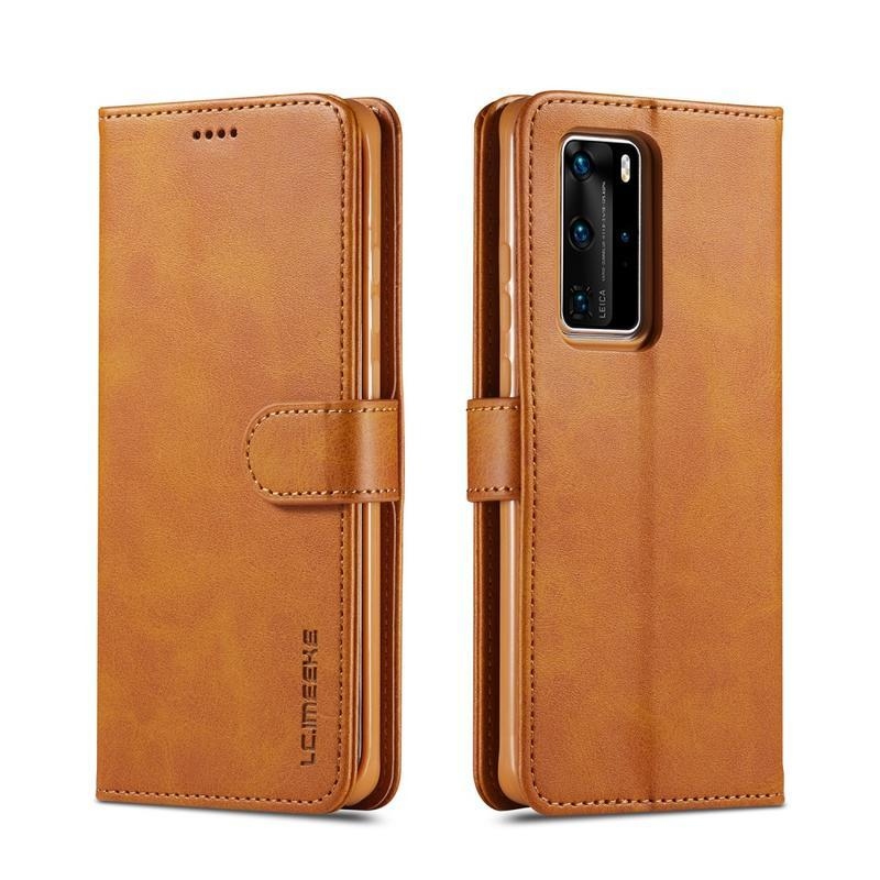 IMK PU bőr pénztárca tok Huawei P40 Pro-hoz - barna