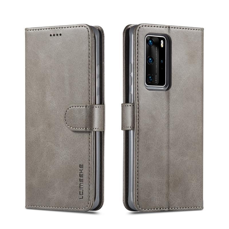 IMK PU bőr pénztárca tok Huawei P40 Pro-hoz - szürke