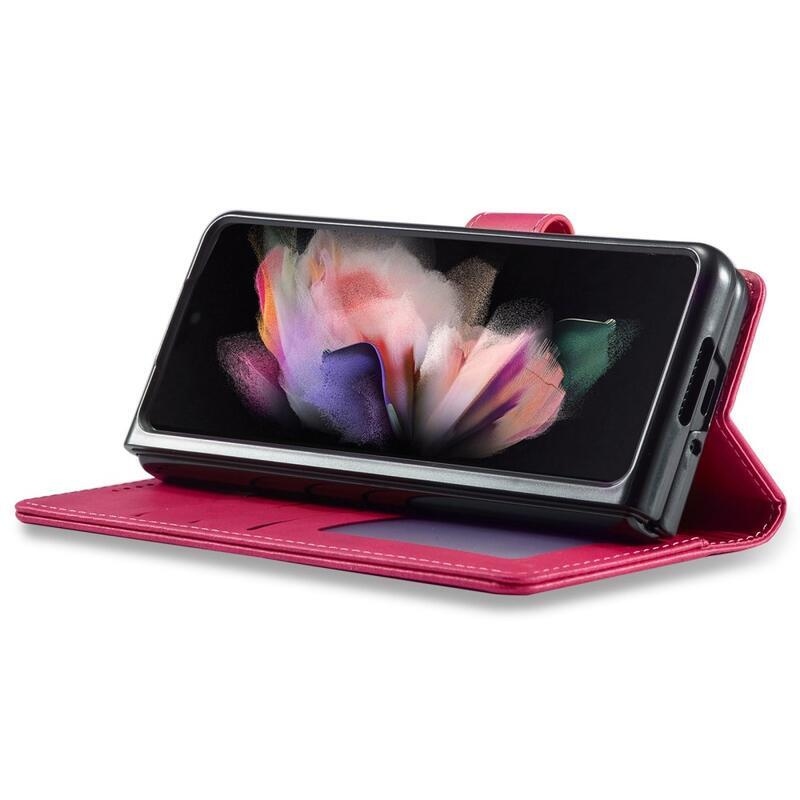 IMK PU bőr tok Samsung Galaxy Z Fold4 5G - rózsaszín - rózsa