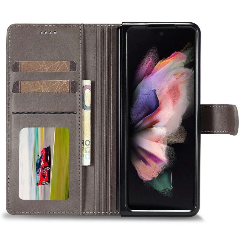 IMK PU bőr tok a Samsung Galaxy Z Fold4 5G készülékhez - szürke