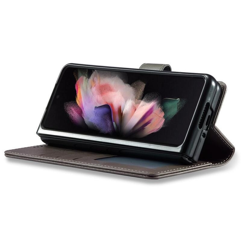 IMK PU bőr tok a Samsung Galaxy Z Fold4 5G készülékhez - szürke