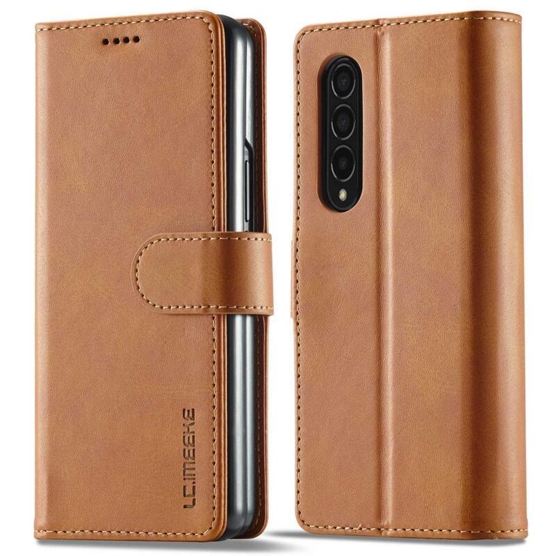 IMK PU bőr tok Samsung Galaxy Z Fold4 5G - világos barna