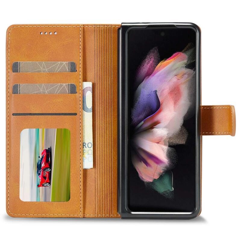 IMK PU bőr tok Samsung Galaxy Z Fold4 5G - világos barna