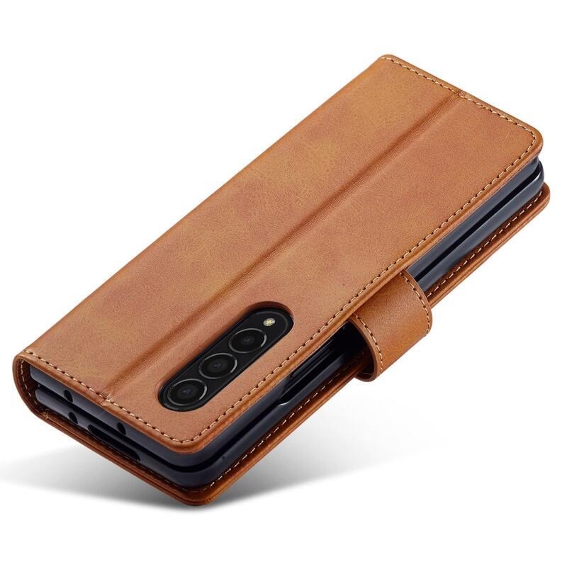 IMK PU bőr tok Samsung Galaxy Z Fold4 5G - világos barna