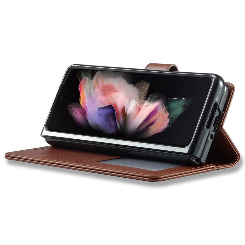IMK PU bőr tok Samsung Galaxy Z Fold4 5G - sötét barna