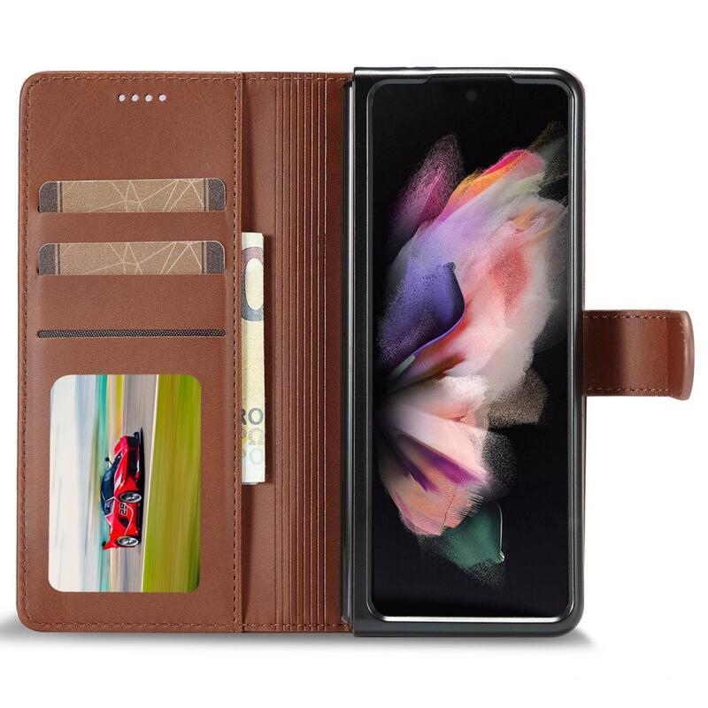 IMK PU bőr tok Samsung Galaxy Z Fold4 5G - sötét barna