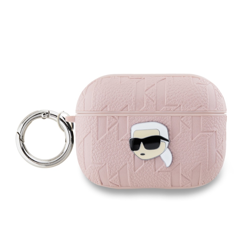 Karl Lagerfeld PU dombornyomott Karl fej tok AirPods Pro 2 rózsaszínű készülékhez