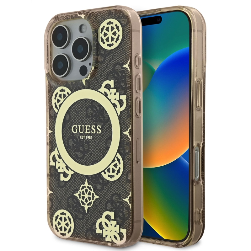 Guess IML 4G Peony MagSafe hátlap iPhone 16 Pro barna színű iPhone 16 Pro készülékre