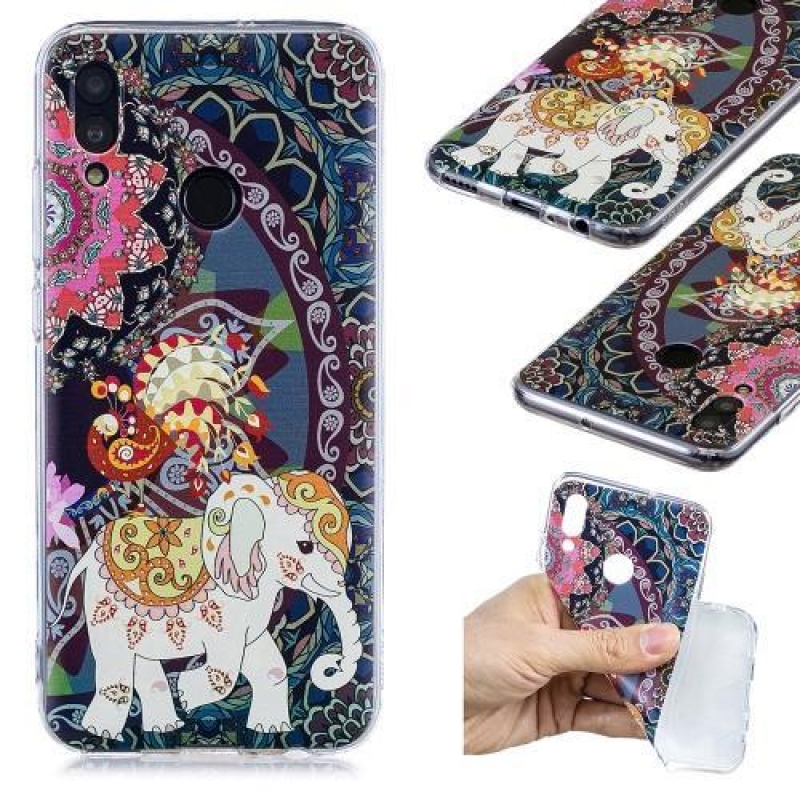 Érdekes zselés tok a Honor 10 Lite és a Huawei P Smart (2019) számára - ethno elefánt