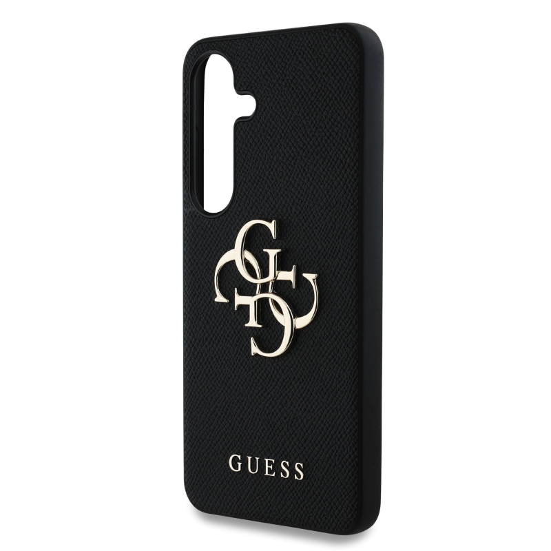 Guess PU szemcsés 4G fém logós hátlap Samsung Galaxy S25+ fekete