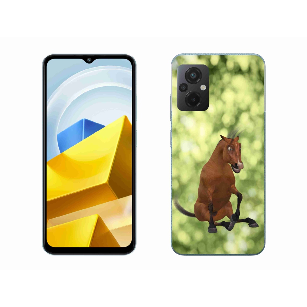 Gél borítás mmCase a Xiaomi Poco M5 4G-hez - barna rajzfilm ló 1