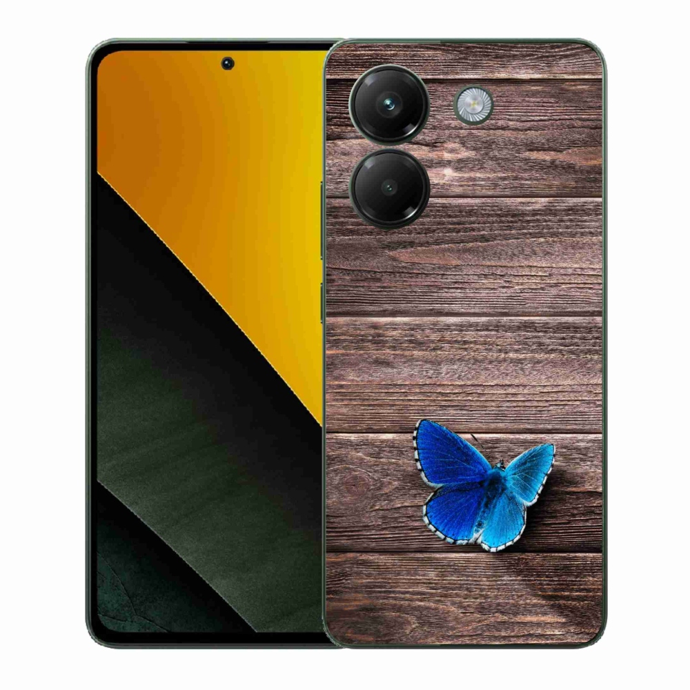 Zselés borítás mmCase a Xiaomi Poco M7 Pro 5G-hez - kék pillangó 1