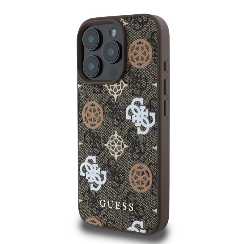 Guess PU 4G bazsarózsa MagSafe hátlap iPhone 16 Pro barna színű készülékhez