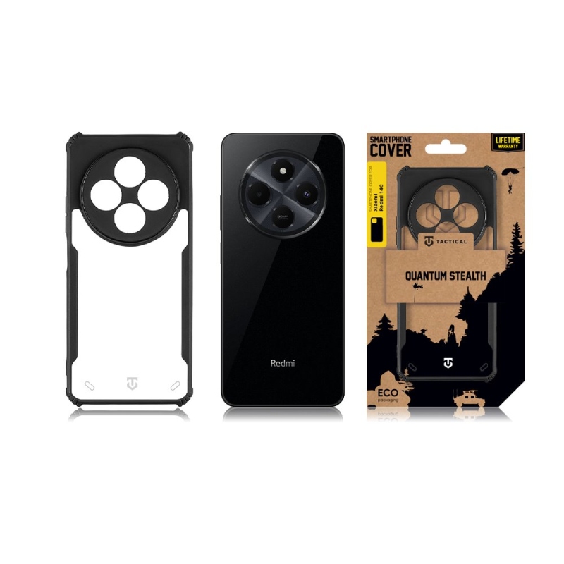 Taktikai Quantum Stealth Cover for Xiaomi Redmi 14C 4G/Poco C75 Clear/Black (átlátszó/fekete)