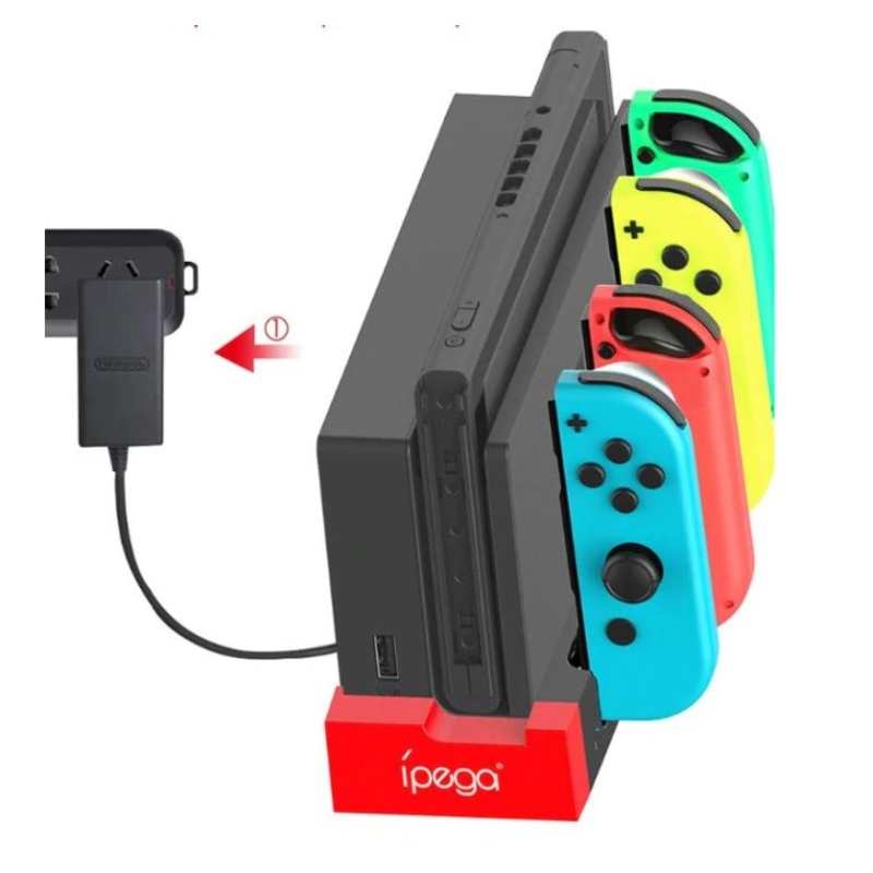 iPega 9186 töltő dokkoló N-Switch és Joy-con fekete/piros színhez