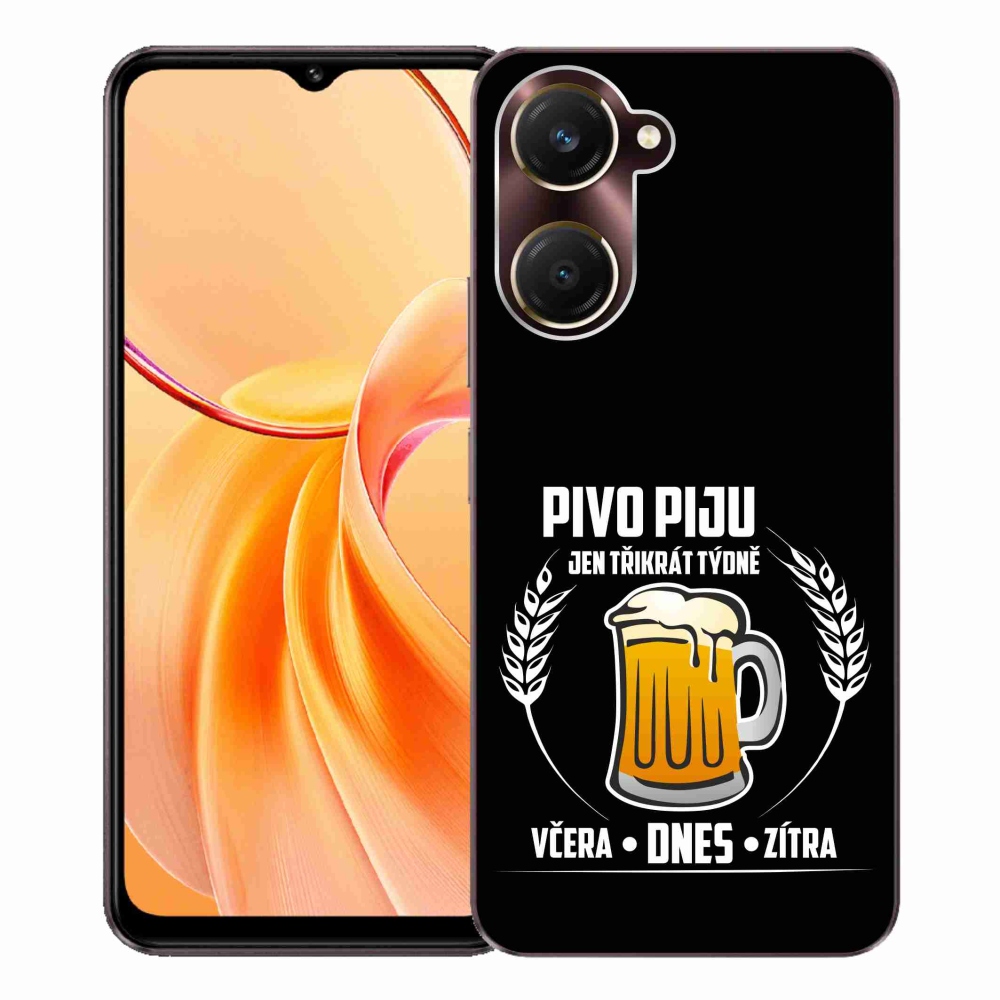 Gél borító mmCase a Vivo Y28s 5G készülékhez - sör motívum fekete háttérrel