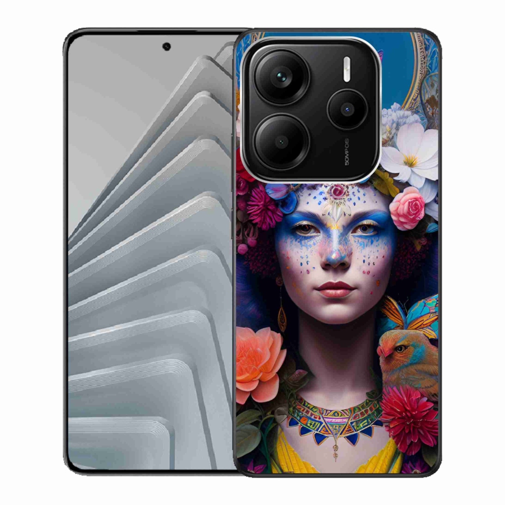 Gél borító mmCase a Xiaomi Redmi Note 14 5G-hez - nő virágokkal