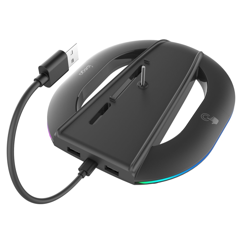 iPega P5S035SAH Függőleges állvány (2xUSB-A) RGB-vel PS5 Slim/PS5 Pro-hoz Fekete