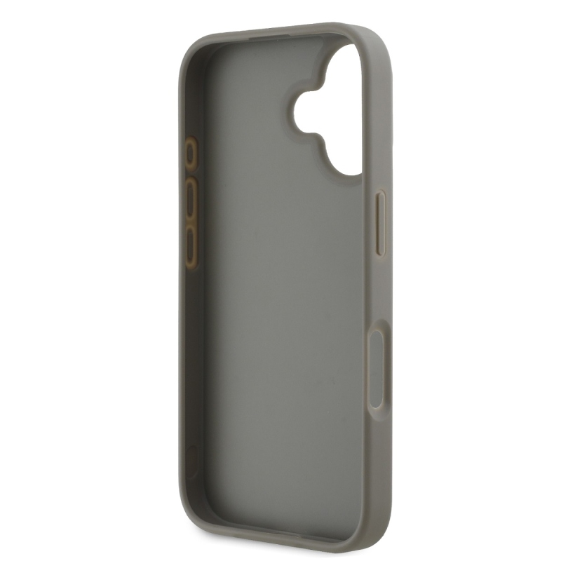 DKNY PU bőr kockás mintás és csíkos hátlapi borító iPhone 16 bézs színű készülékhez