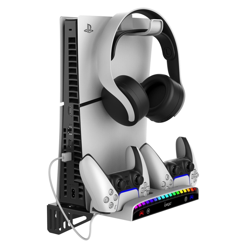 iPega P5S011 fali tartó PS5/PS5 Slim PS5 vezérlőhöz kettős töltő dokkolóval