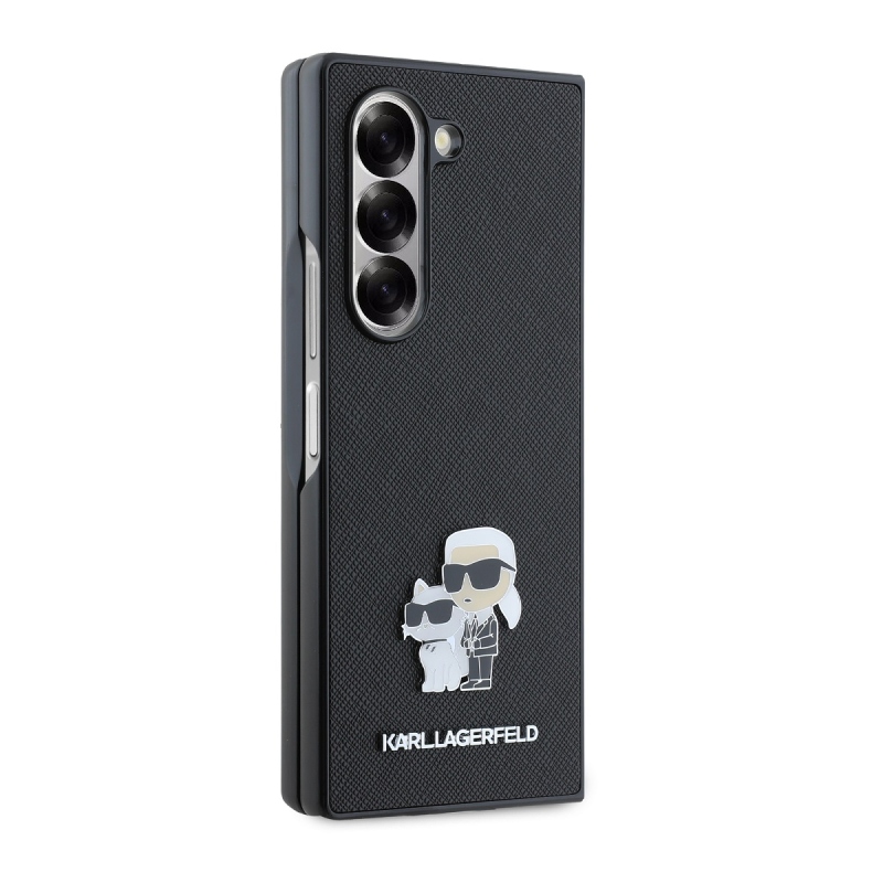 Karl Lagerfeld PU Saffiano Karl és Choupette hátlap a Samsung Galaxy Z Fold 6-hoz Fekete fekete