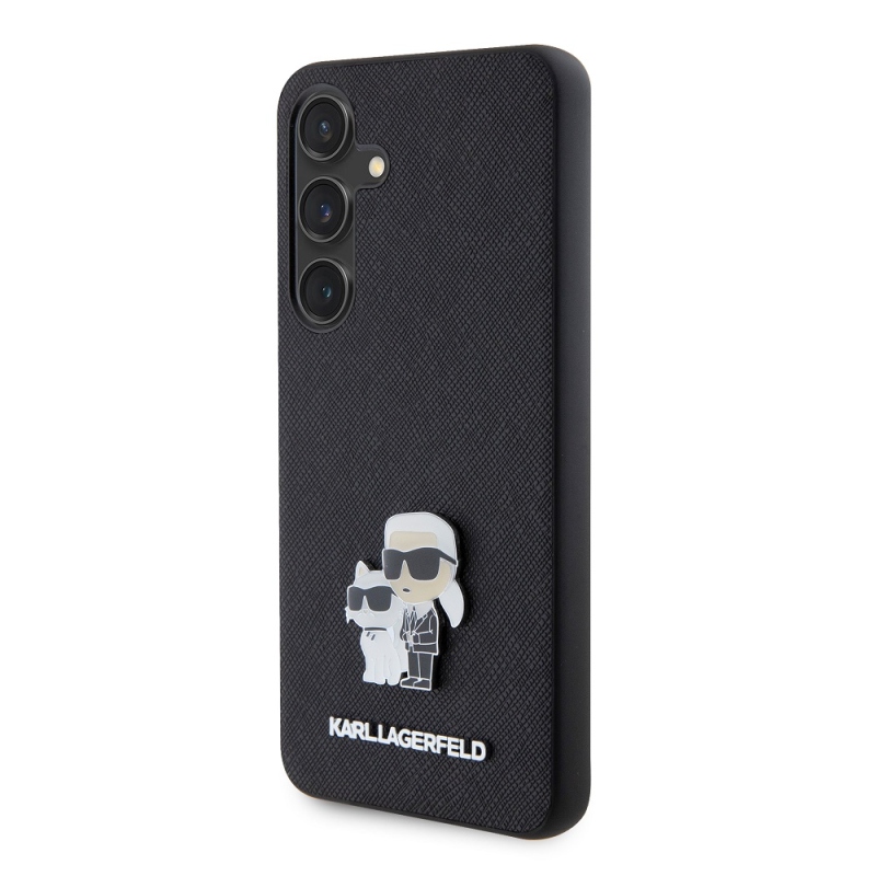 Karl Lagerfeld PU Saffiano fém Karl és Choupette hátlap Samsung Galaxy S24 fekete