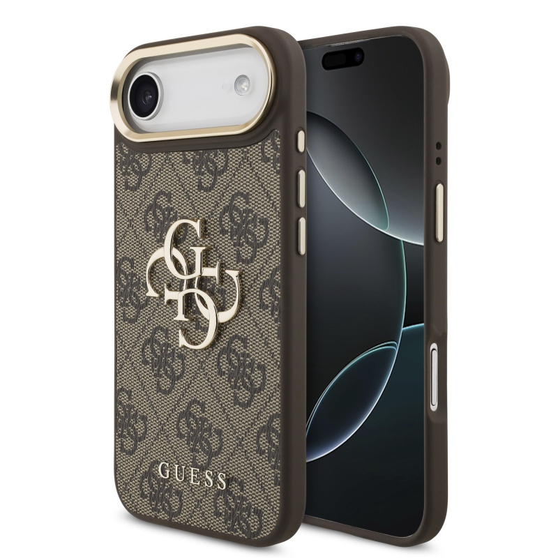 Guess PU bőr 4G fém logó arany keret hátlapi borító iPhone Air barna